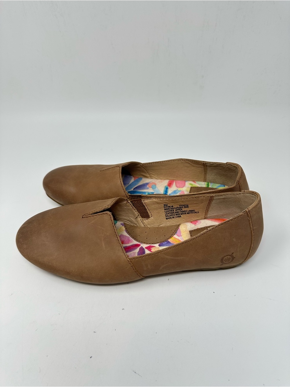 Born Sebra Brown Leather Flat with Cautioned Sole Women's Size 8W - Picture 2 of 15
